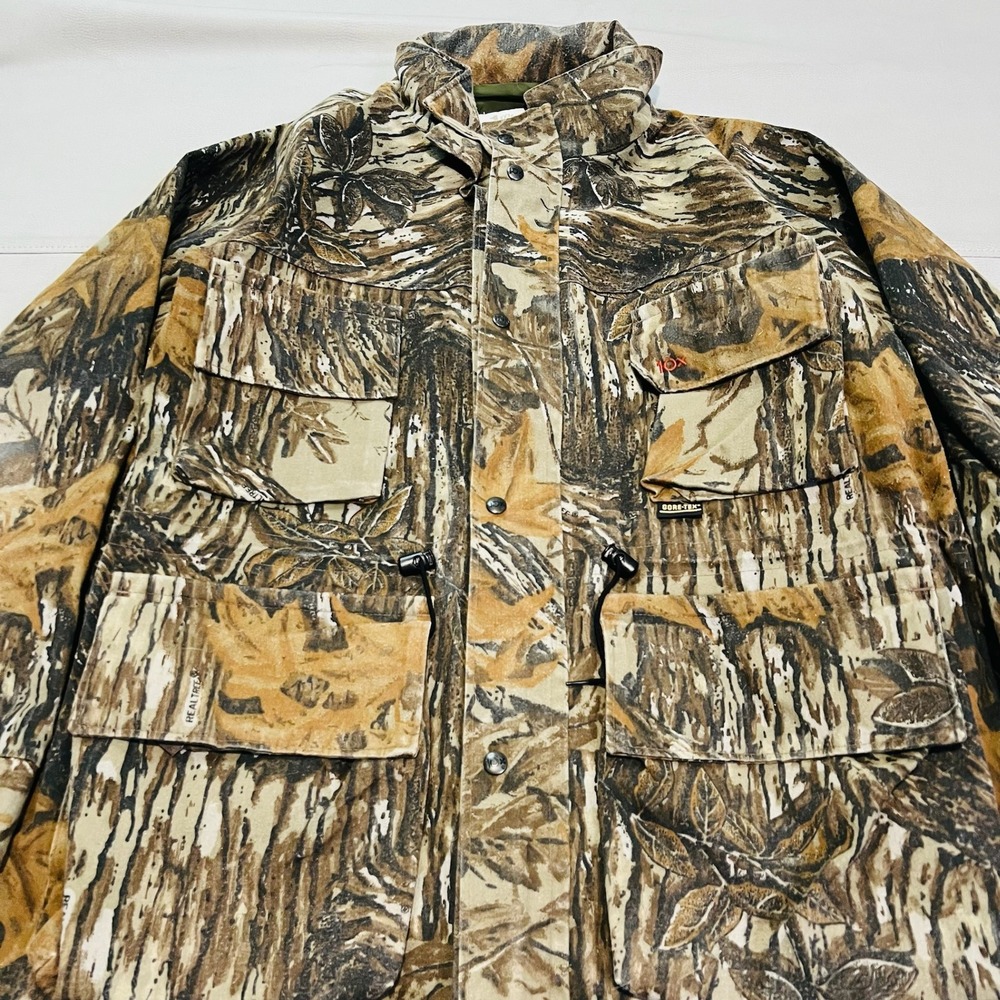 VTG 10X Gore Tex Rainwear Camo Hunt Real Tree Bark‎ Woodland Jacket XL-Tall USA- - Picture 3 of 12
